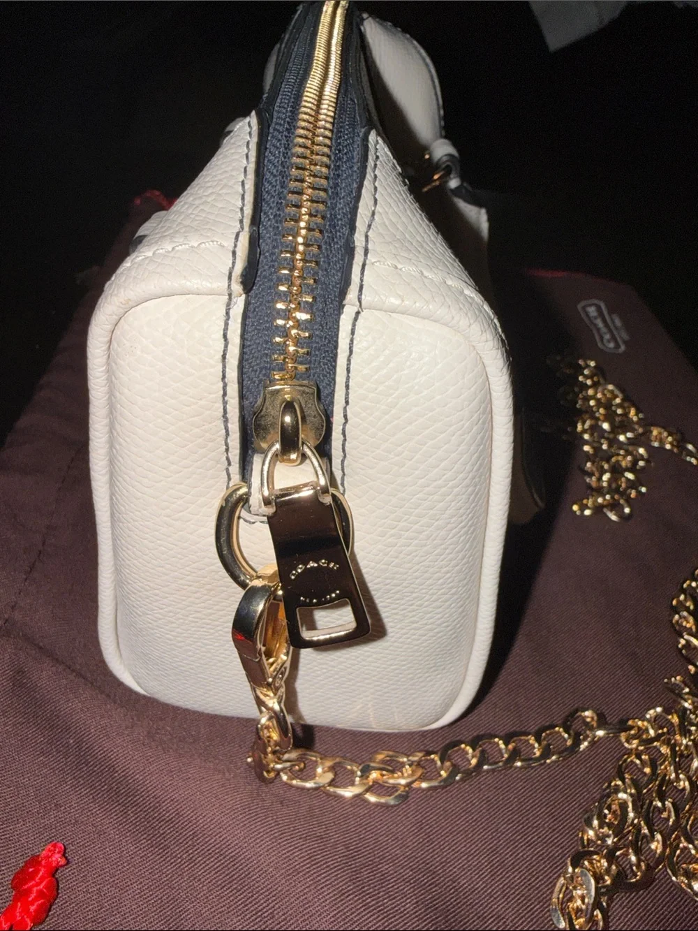 Authentic Coach Mini Bennett Satchel F35533 Navy/White Colorblock Crossbody Bag